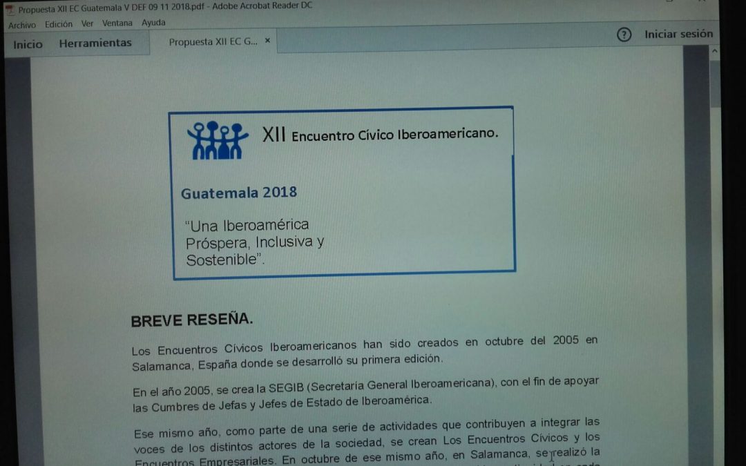 Incidencia política para estar presentes en el calendario de la Cumbre Iberoamericana 2018: Encuentro Cívico 2018