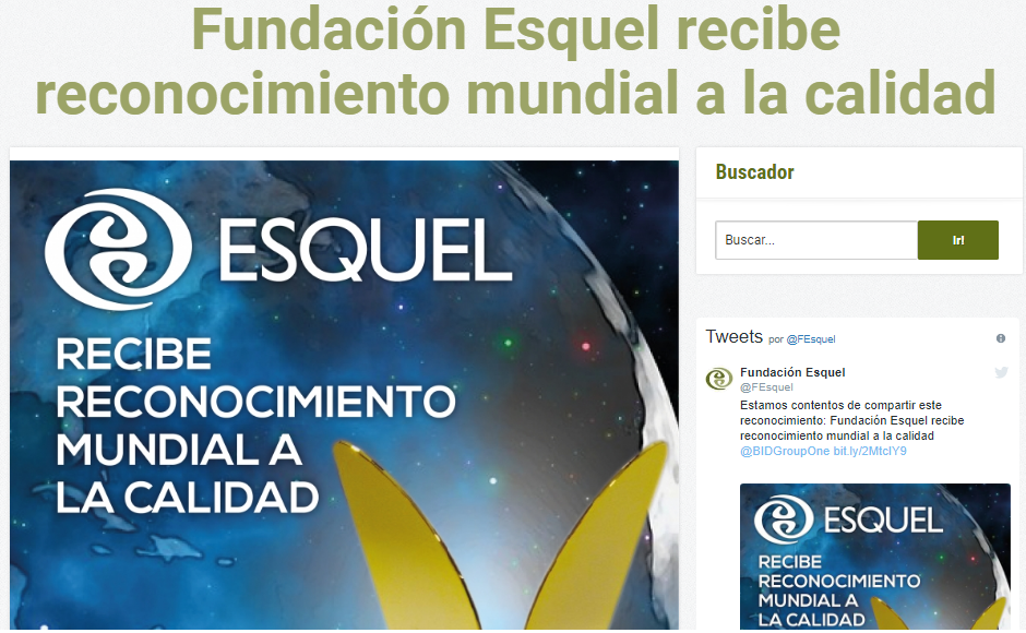 Fundación Esquel reconocida con el oro 2019 en el Premio World Quality Commitment